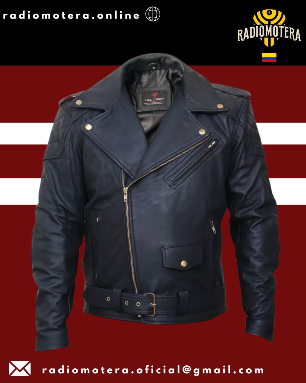Chaqueta biker cuero clásica